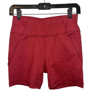 Athletic Works Red Double Pocket Stretch Workout Gym Shorts Women's Size Small